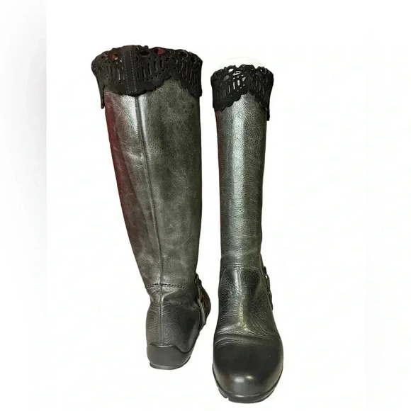 Luzzi Made in Italy Genuine Leather Boots Boho with Velvet like Crotched trim - Picture 2 of 12